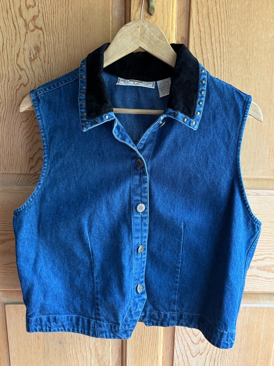 Rhythm Blue Jackets & Blazers - Rhythm Blue | Denim Vest | Velvet Collar | Large